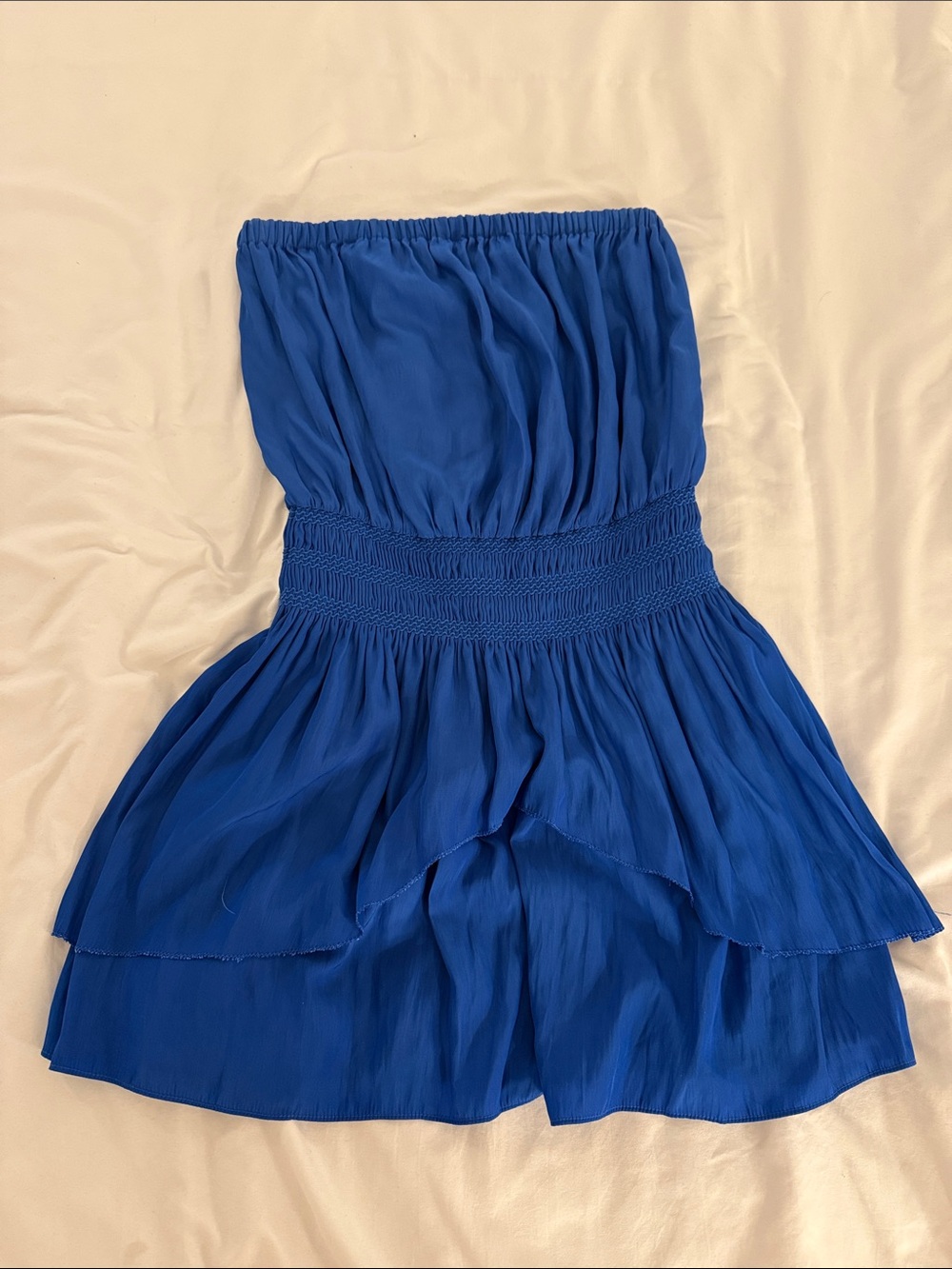Ramy Brook Royal Blue Strapless Tiered Girls Dress